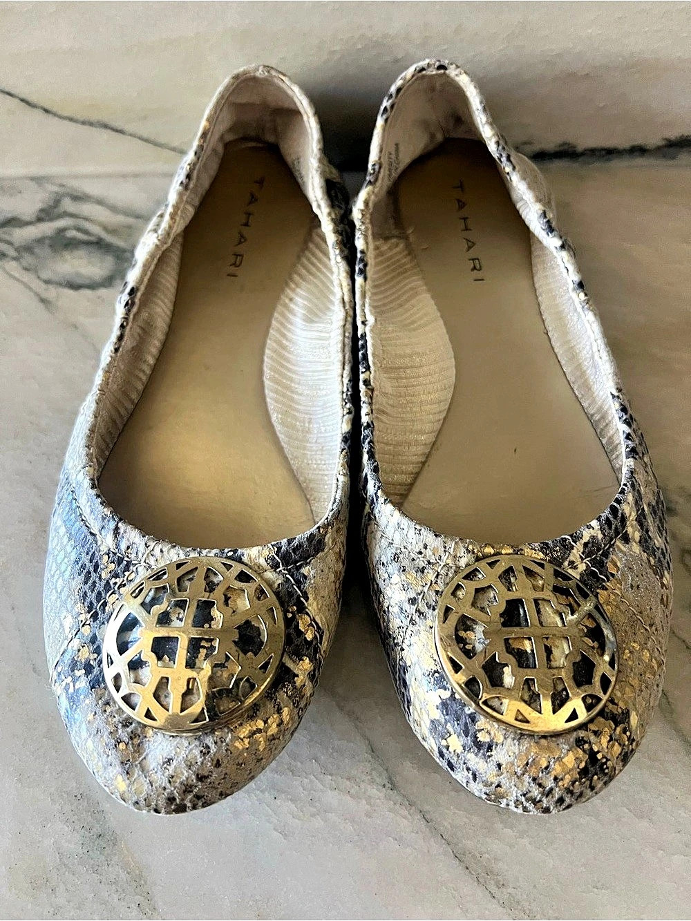 Tahari Gold & Silver Metallic Ballet Flats ✨